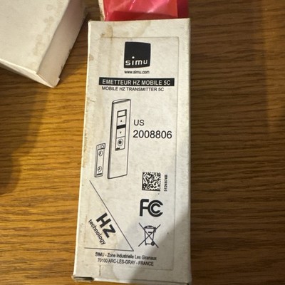 Simu 2008806 Remote HZ 5Channel For Motorized Shades,awnings,roll down shutters