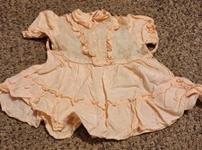 Vintage Handmade Embroidered Baby Girl Dress 1950s 3 To 6 Month Tie Peach Color