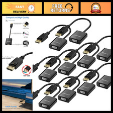 10 Pack DisplayPort to VGA Adapter, Male to Female, Black, Video Converter