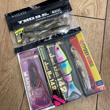 Set of 4 bass plugs, worms, and frogs from Bioex, Timco, Adusta, etc.