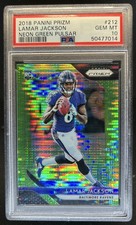 2018 Panini Prizm Lamar Jackson Neon Green Pulsar Rookie RC #212 Ravens PSA 10