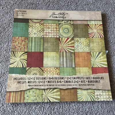 Tim Holtz Idea-ology Paper Stash Retro Grunge Scrapbook Paper 36 Sheets