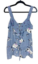 OASIS Women's 10 Blouse Camisole Top Novelty Grey Zip Ruffle Singlet 100 Silk