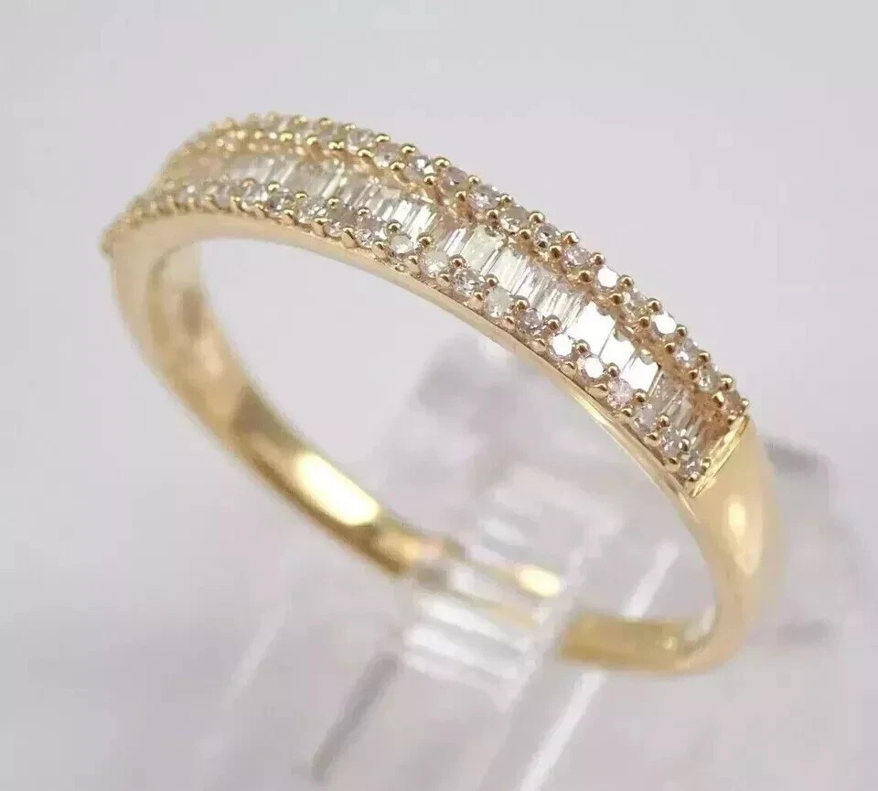 2Ct Baguette Cut Lab-Created Diamond Wedding Band Ring 14k Yellow Gold Finish - Image 2 of 4