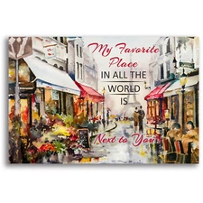Paris Canvas Art Print of Painting - With or Without Message. 4 Sizes.