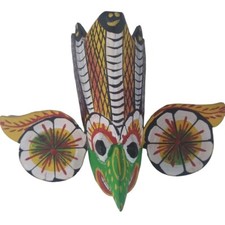 Traditional Wooden Devil Mask Sri Lankan Hand Craved Wall Hanger Hand Craft Gift
