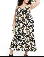 Tabitha Brown X Target Dress Plus Womens Botanical Maxi Tie Front Sleeveless 4x