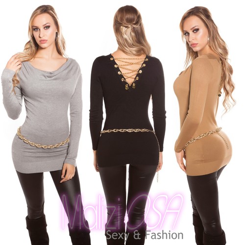Maglione Lungo Donna Sweater Maxi Maglia Maglioncino Pull Over Moda Sexy |  eBay