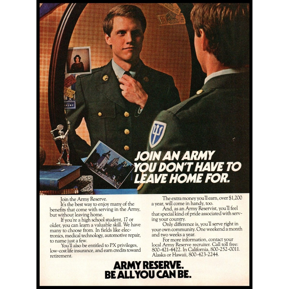 1984 US Army Reserve Recruiter Recruiting Vintage Print Ad 