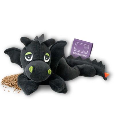 Habibi Plush Classic Glücksdrache schwarz Kuscheltier Wärme Körner Kissen