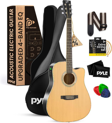 Acoustic Electric Cutaway Guitar 4/4 Scale 41  Steel String Spruce Wood W/Gig Ba