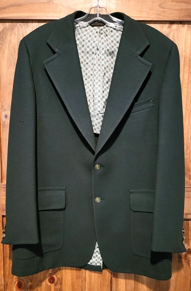 Vtg Cricketeer 60s Two-Piece Suit Mens 44 Green Jacket Check Pants 36x31 Union - Image 2 of 4