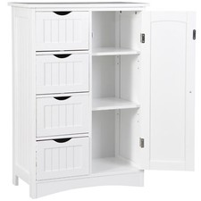 Large Bathroom Floor Cabinet: 4-Drawer Organizer for Essentials