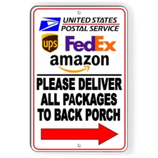 Deliveries To Back Porch Arrow Right Metal Sign Or Decal 6 SIZES deliver SI244