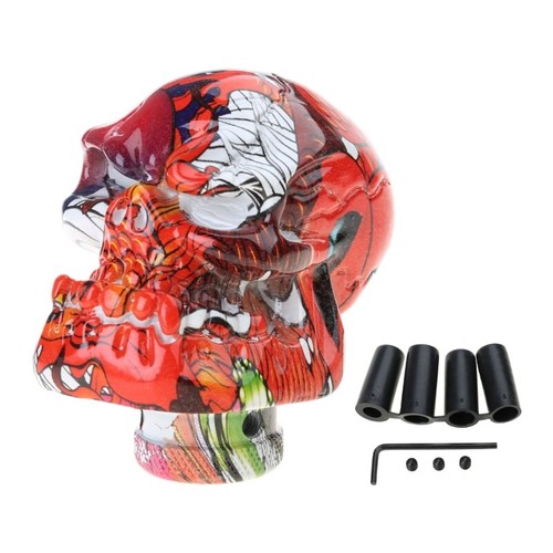Car Skull Shaped Style Resin Graffiti Gear Shift Knob Head Shifter Lever Handle - Picture 2 of 10