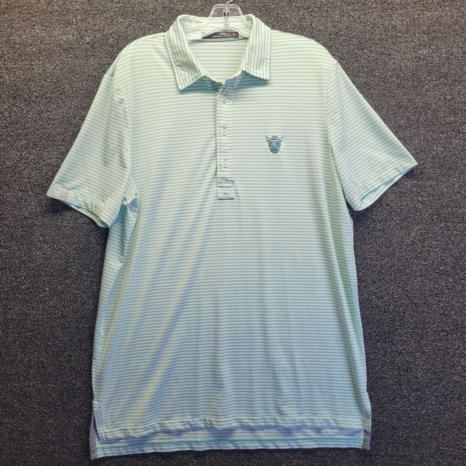 Performance Poly 327489 Polo Ralph Lauren RLX Golf Shirt Men's Sz L Green Striped Performance ...