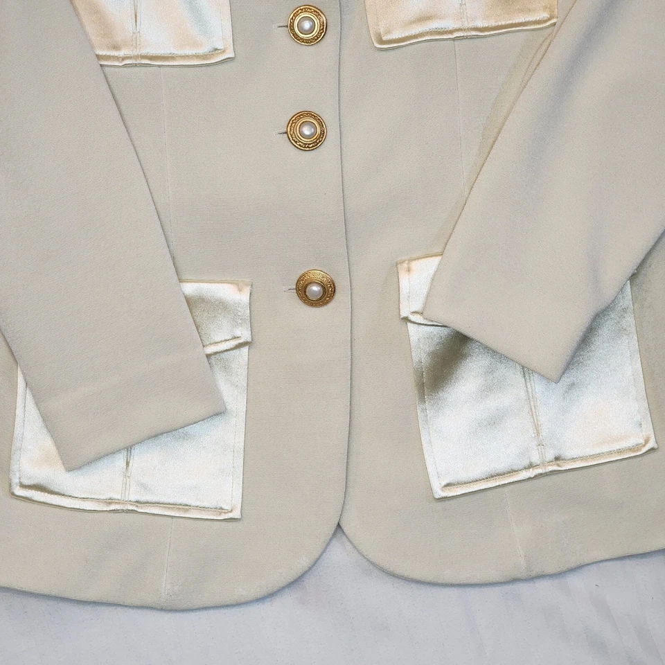 Conjunto de 2 piezas de traje falda blazer ropa de noche vintage de los 90 JS Collections encaje dorado S 4 Foto 4 de 4