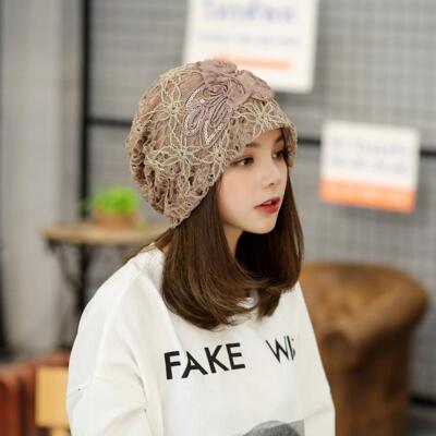 Lace Anti Radiation Stretcheable Beanie Hat Fahionable Ladies Turban Breathable