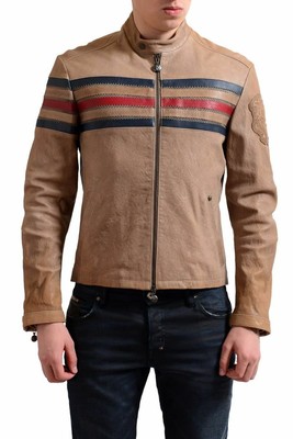 Gianfranco Ferre Men's 100% Leather Brown Full Zip Jacket  Size 2XS XS S L 2XL