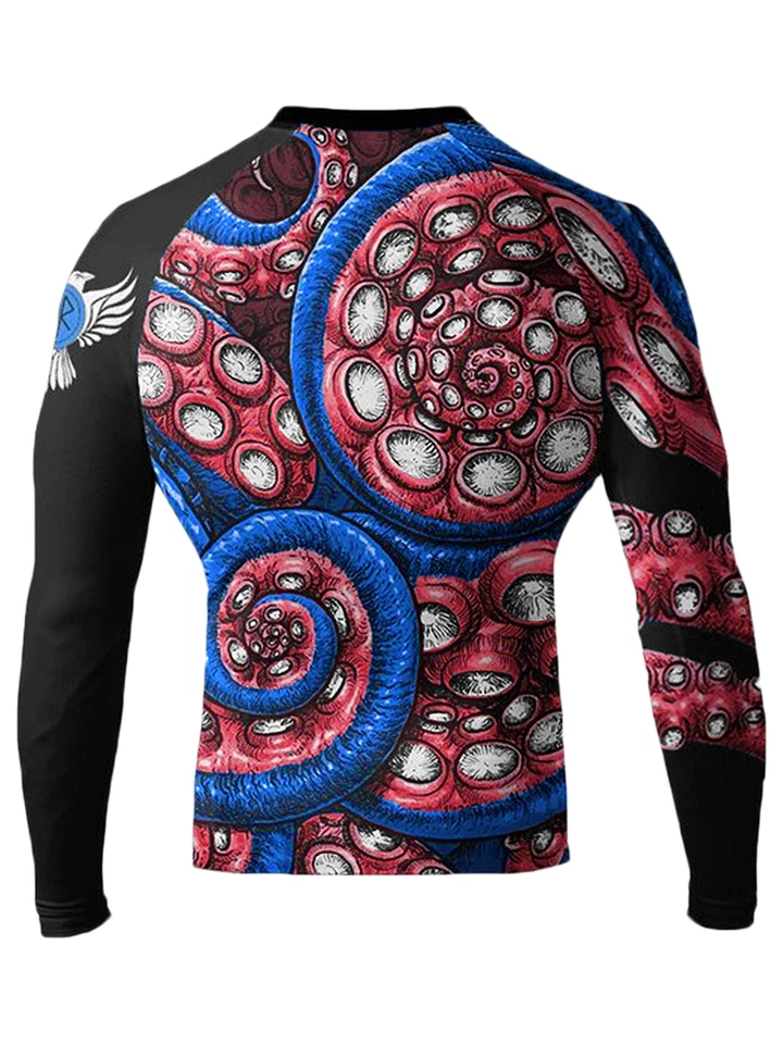 Raven Fightwear Para hombres Kraken Octopus BJJ Protector contra Erupciones MMA Rojo/Blanco/Azul Foto 2 de 3