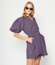 New GANNI Gingham Purple Rixo Mini party Dress From Net A Porter