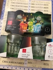 2X 4 PC  Bormioli Rocco Rock Bar Lounge Drinking Glass,STACKABLE  9 1/4 OZ SPAIN