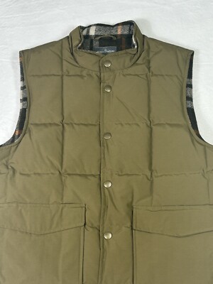 LL Bean SIGNATURE Vest Goose Downtek Insulated Mens Medium Waxed Wool Lining New