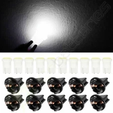 10pcs T10 White COB Instrument Cluster Gauge Dash LED Bulb + Twist Lock Socket