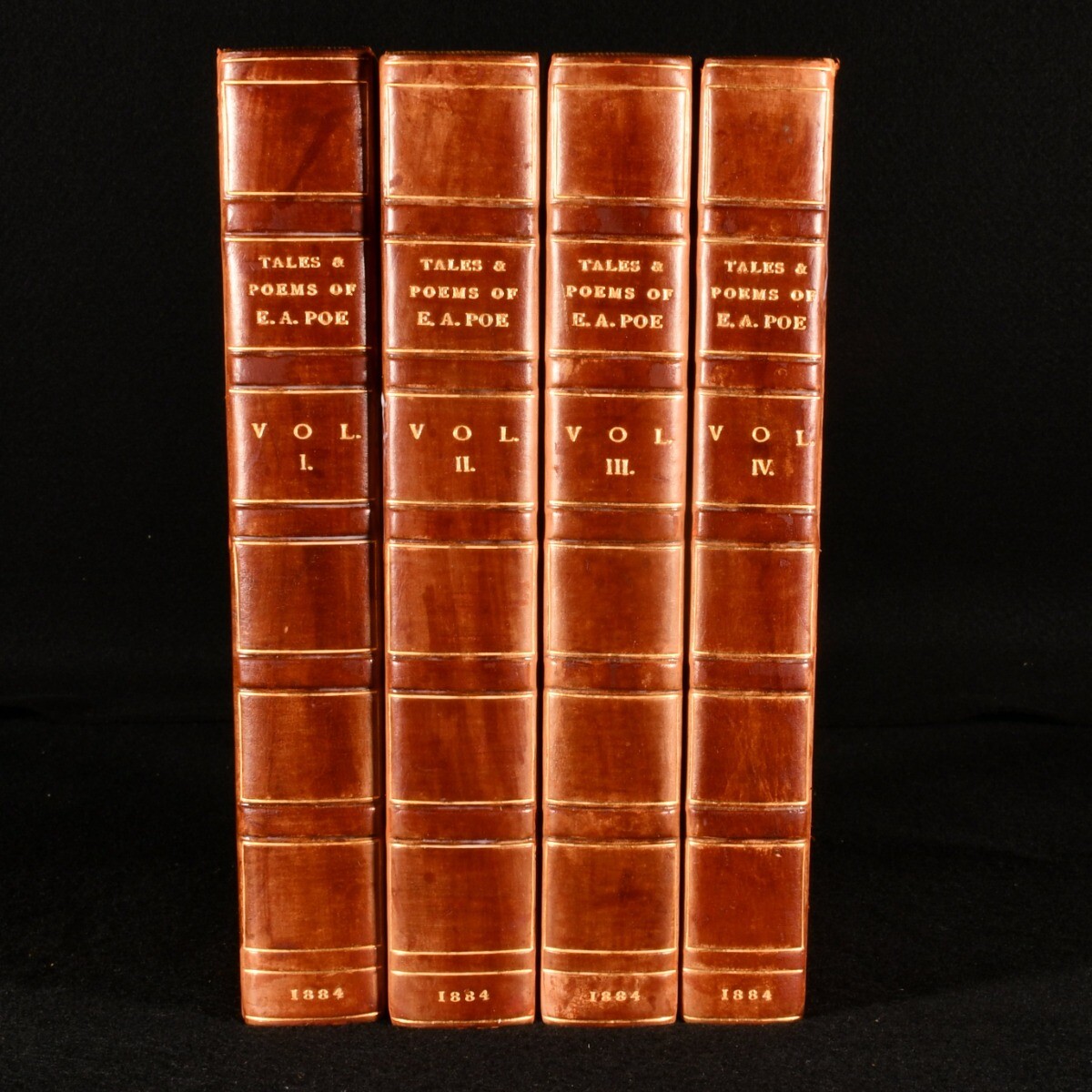 1884 4vol The Tales and Poems of Edgar Allan Poe John H Ingram Bickers Binding