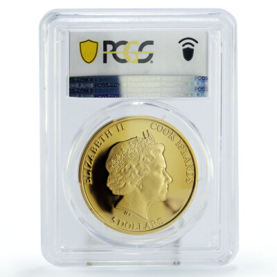 Cook Islands 5 dollars Shades of Nature Bee PR67 PCGS gilded