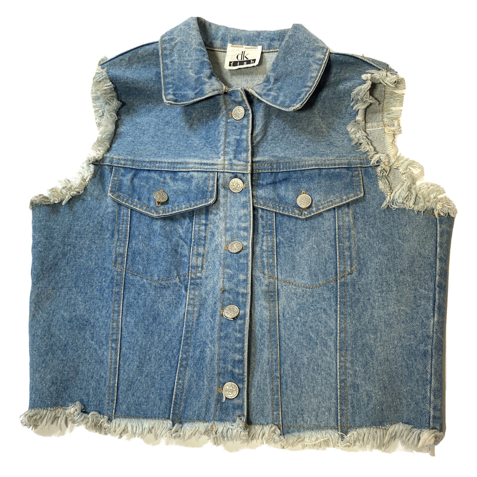 90s Y2K Vintage Crop Top Jean Jacket Vest  Denim … - image 2