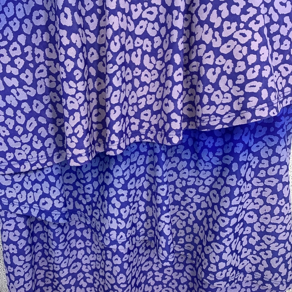 NUEVO Top Tankini de Natación Lane Bryant Talla 18 Niveles Azul Leopardo Ombre Volantes Nuevo sin Etiquetas Foto 3 de 4