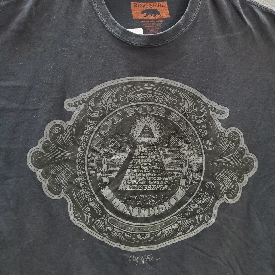 Camiseta Ring of Fire Hombre 2XL Negra No En Venta United All Seeing Eye Gráfico Foto 3 de 4