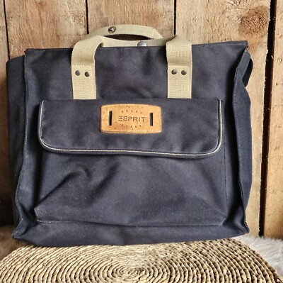Esprit Y2K Vintage Rough & Ready Tote Backpack Messenger Bag, Black