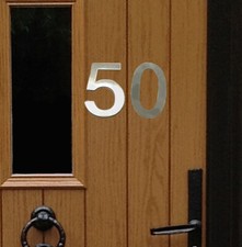 Stick-On House Numbers - No 50 - Stainless Steel - 10cm - Door, Fence, Gate