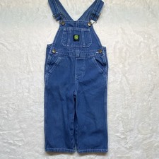 John Deere Blue Denim Overalls 2T 100 Cotton One-Piece Adjustable With Pockets