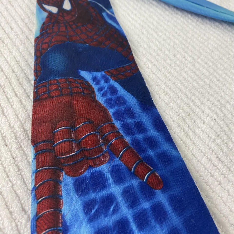 Vintage Spider Man Necktie Mens Blue 2002 Marvel Columbia Movie Graphic 2000s - Image 2 of 4