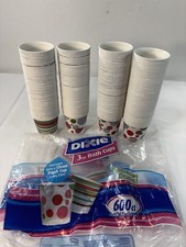 Dixie 3 oz Bath Cups approximately 260 Disposable Paper Bathroom Vtg Dots Stripe