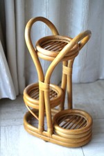 sellette petit meuble appoint porte-plantes rotin - ancien - ht 60 cm - exc état