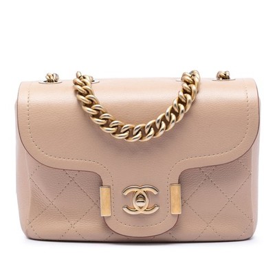 Chanel Paris-Greece Calfskin Archi Chic Flap Pre-Loved Satchel Beige