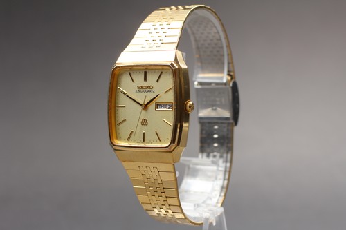[Exc+5] Reloj de cuarzo para hombre Seiko King 9443-5020 32 mm esfera dorada DÍA/FECHA de JAPÓN - Imagen 1 de 12