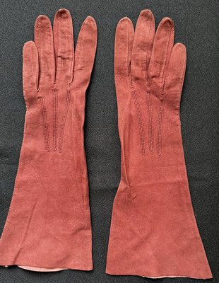 Genuine KID Leather Designer Gloves OPERA LENGTH GRENOBLE FRANCE Size 6.5 SIGNED
