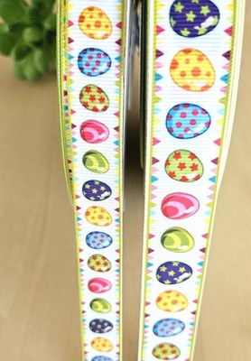 5/8 & 7/8'' (1 YD) Easter Egg Grosgrain Ribbon Painted Easter Egg Ribbon