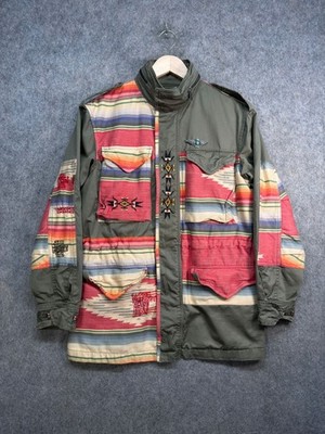 Polo Ralph Lauren Jacke Herren UK XS Grün Multi Baumwolle Azteken Südwesten Indianer