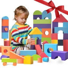 Set of 34 Large Foam Blocks for Toddlers - Stacking Soft Blocks for with Shap...