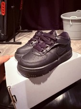 New Nike Force 1 Low EasyOn TD Toddler Sneaker Black Hook Loop 6C FN0236-001