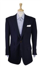 Full Bespoke Hand Tailored Navy Blue Cashmere Flannel 2-Btn Blazer Sportcoat 40R