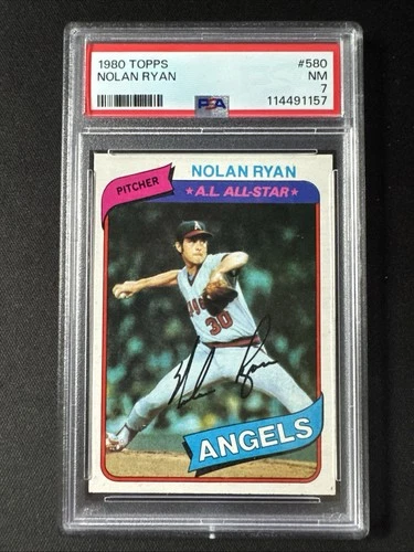 1980 TOPPS #580 NOLAN RYAN PSA 7 GRADED NM LEGEND ANGELS HOF BASEBALL CARD SLAB