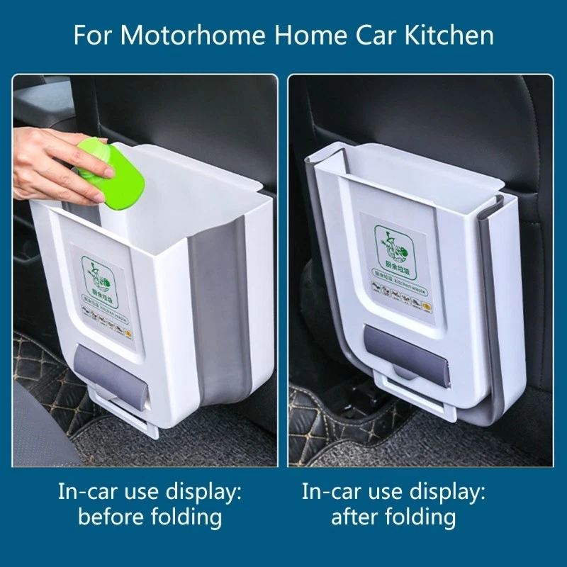 Bathroom Trash Can Folding Garbage Bin Wall Mounted Kitchen Toilet Wastebasket - Image 3 of 4