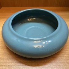 Mid Century Round Turquoise Pottery Succulent Planter 7.5” Diameter
